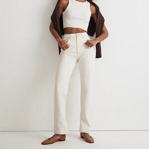 Madewell 90s Straight Leg High Waist Jeans Cream Plus Size 32 NWT